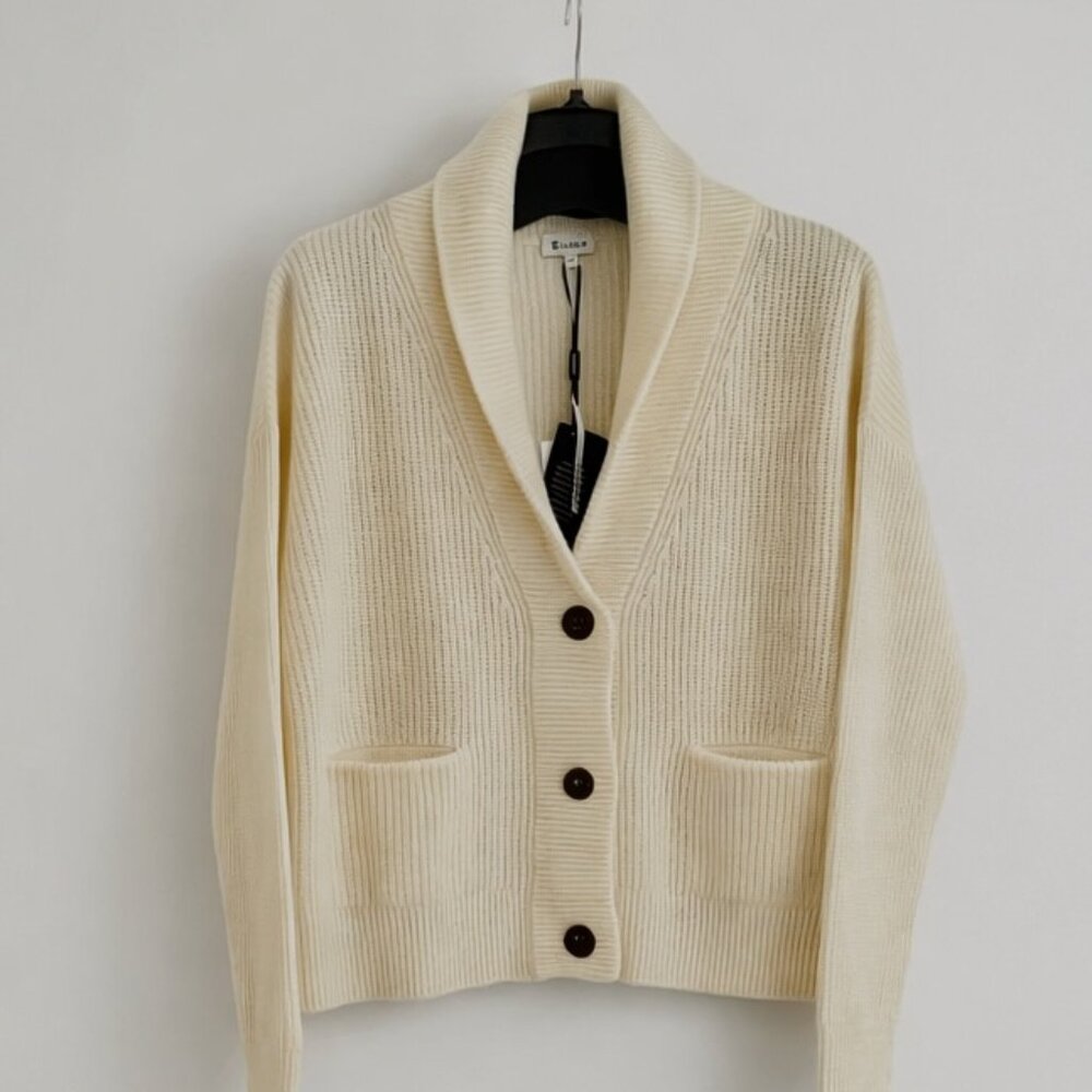 Cozy Cream Wool-Cashmere Blend Shawl Cardigan - New w/Tags Medium